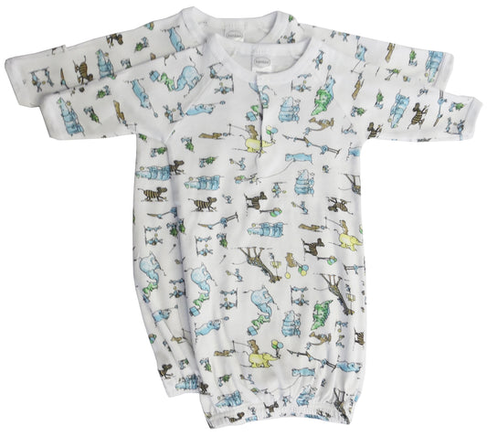 Boys Print Infant Gowns - 2 Pack